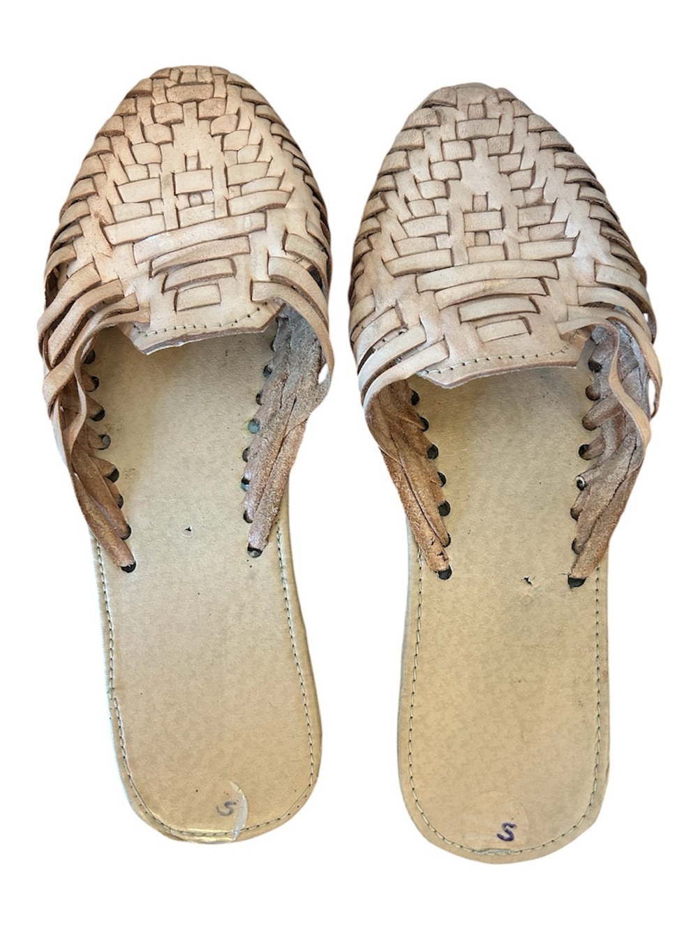 Handwoven Leather Huarache Mules Slip On Clogs Artisan Boho Sandals Off White 8 - Picture 4 of 6
